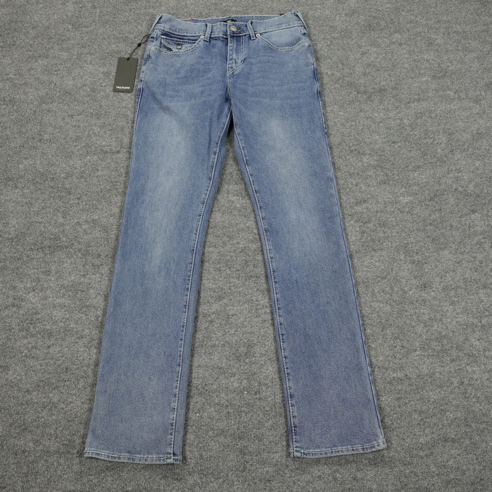True Religion Jeans Men 30x34 Blue Ricky Relaxed Big T Flap Pocket Straight